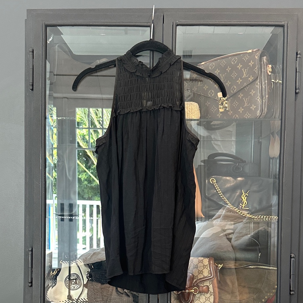 Ramy Brook Black Top with Ruffle Detail